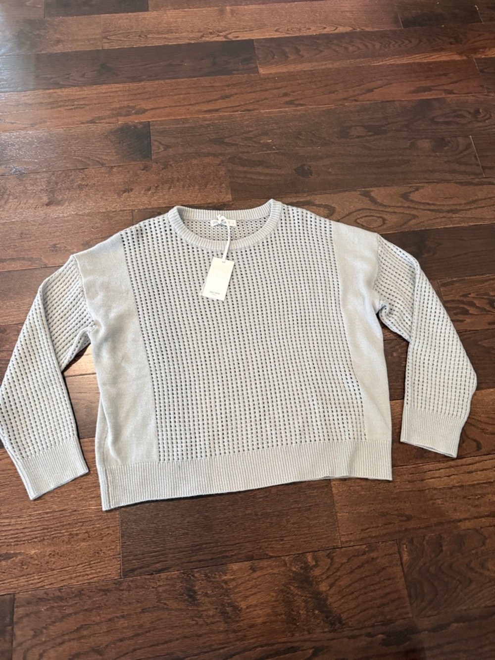 Grace Karin Light Gray Waffle-Knit Crewneck Sweater - XL